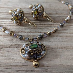 Michal Golan Amethyst Oval Necklace & Earrings Set